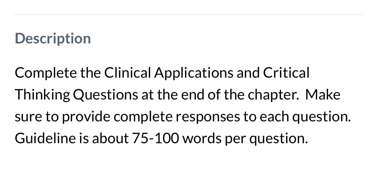 critical thinking and clinical application questions