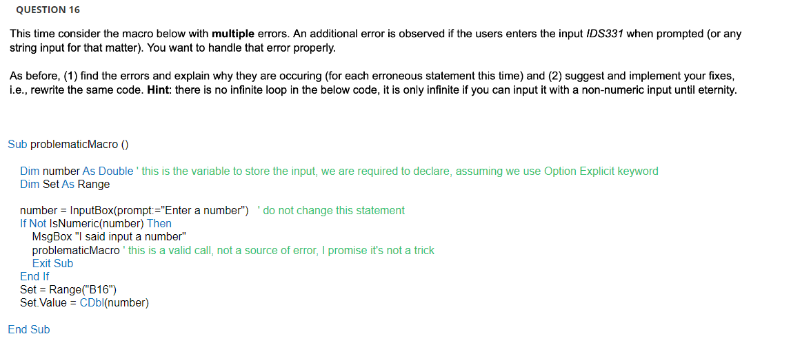 Solved This time consider the macro below with multiple | Chegg.com