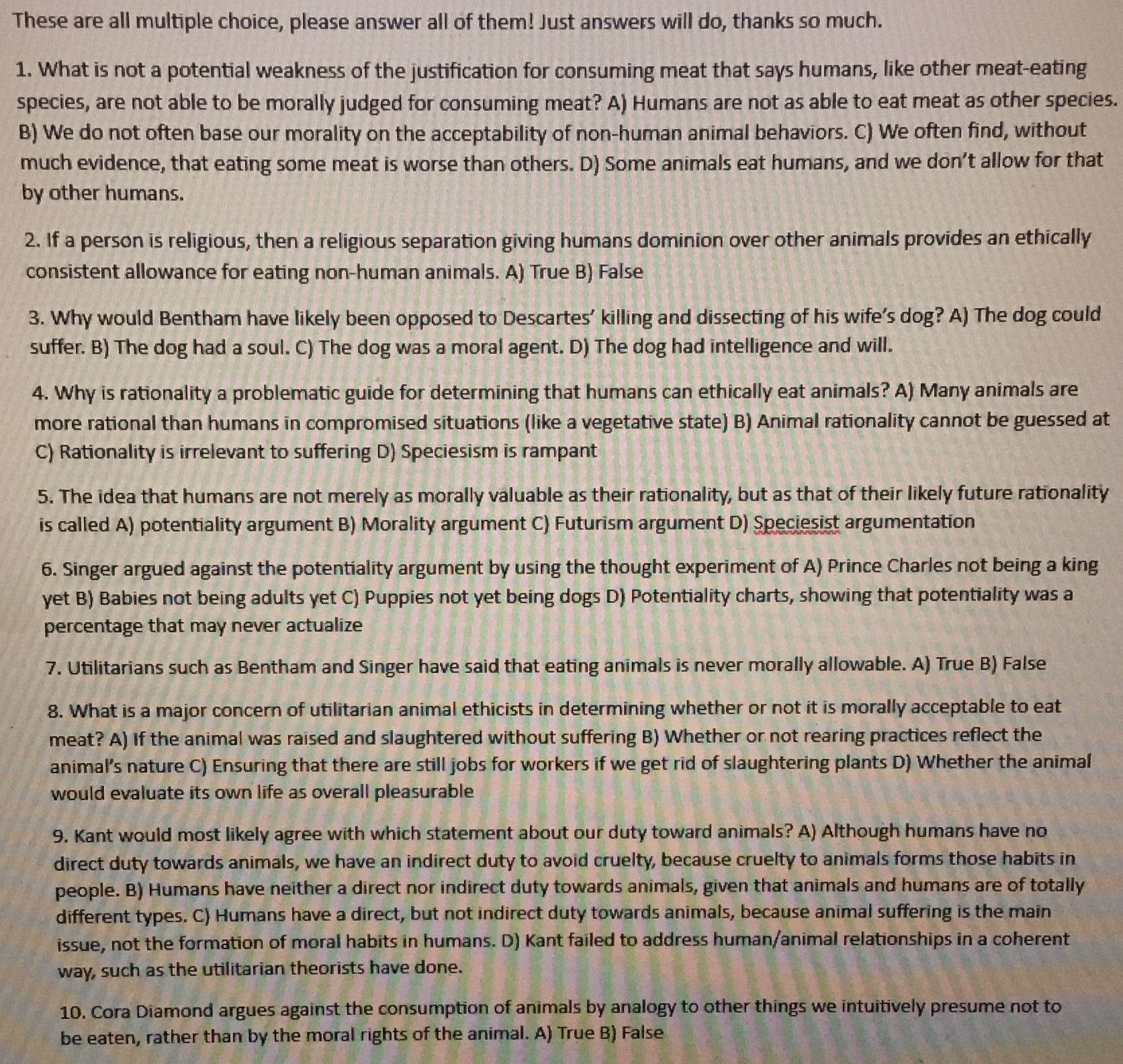 Solved These are all multiple choice, please answer all of | Chegg.com