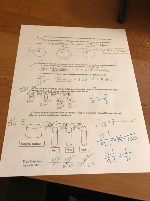 Solved Microbiology serial dilution questions 9 11. I