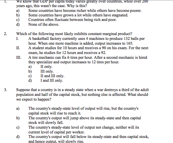 Solved We Know That GDP Per Capita Today Varies Greatly Over | Chegg.com