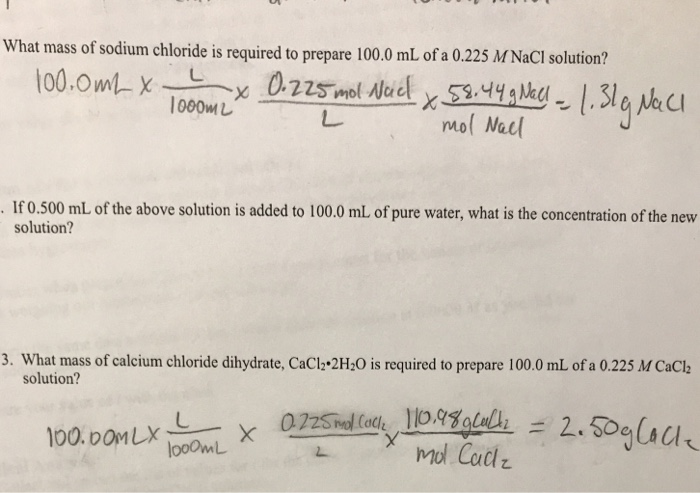 Solved What Mass Of Sodium Chloride Is Required To Prepare