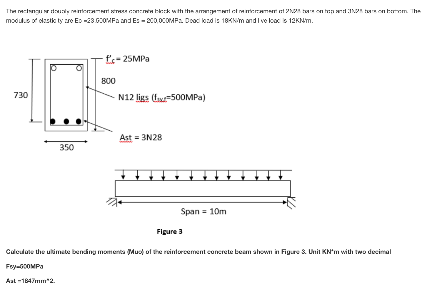 Solved The rectangular doubly reinforcement stress concrete | Chegg.com