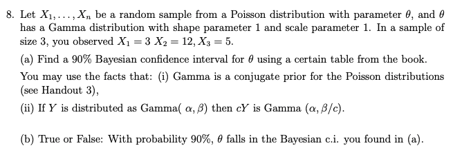 Solved 8. Let X1,..., X, be a random sample from a Poisson | Chegg.com
