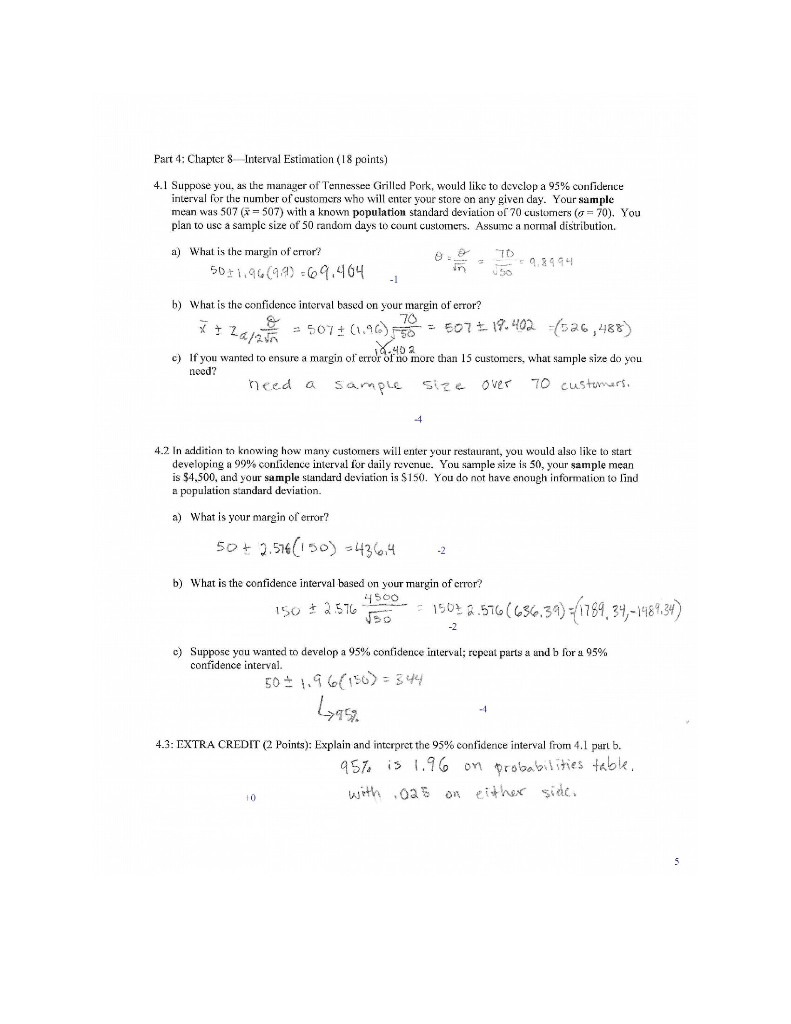 Solved Part 4: Chapter 8 Interval Estimation (18 points) 4.1 | Chegg.com