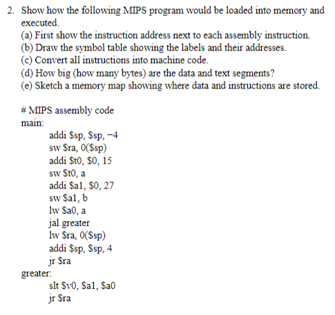Solved 2. Show how the following MIPS program would be | Chegg.com