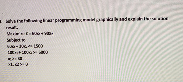 Solved 1. Solve The Following Linear Programming Model | Chegg.com