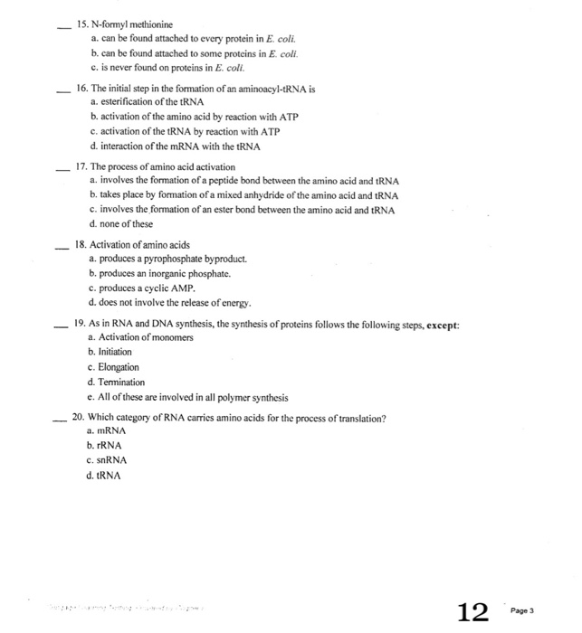 Solved N-formyl Methionine A. Can Be Found Attached To 