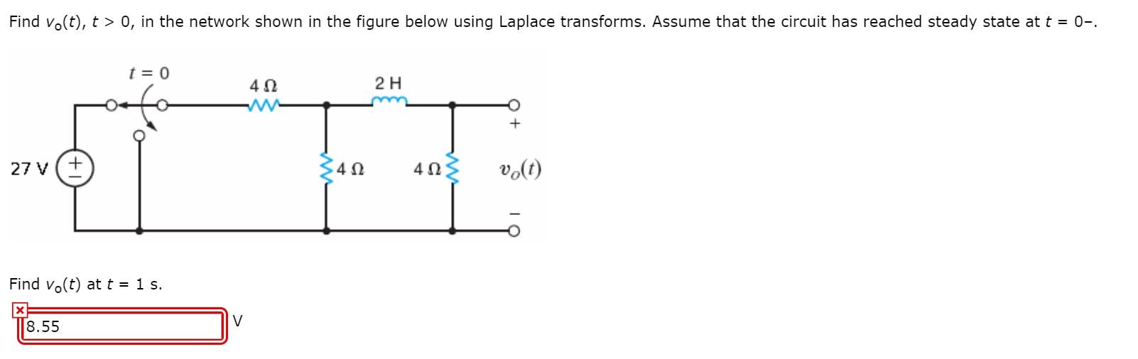 Solved Find vo(t), t > 0, in the network shown in the figure | Chegg.com