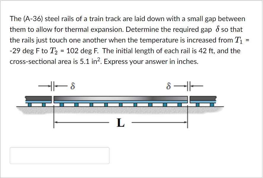 Solved The (A-36) steel rails of a train track are laid down | Chegg.com