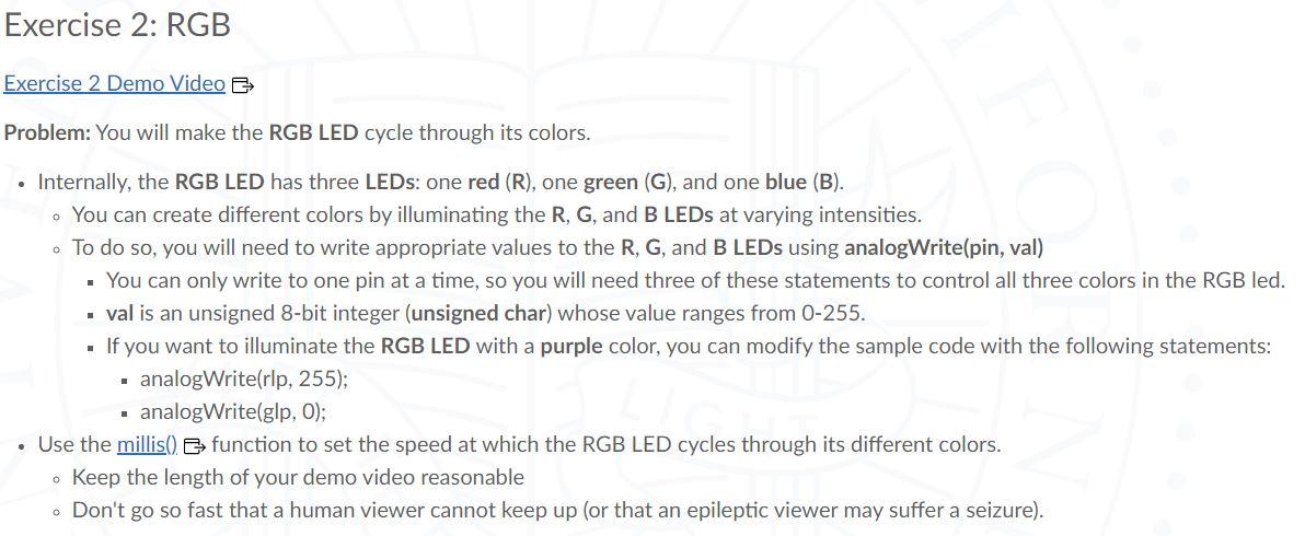 Solved Exercise 2 Sample code in Arduino IDE: int l1 = | Chegg.com