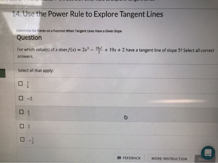 Solved 14. Use the Power Rule to Explore Tangent Lines | Chegg.com