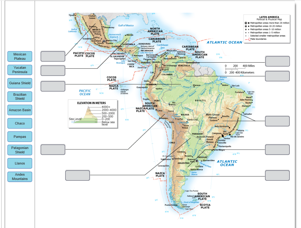 Solved Latin America Political Physical Map Metropolitan Chegg Com