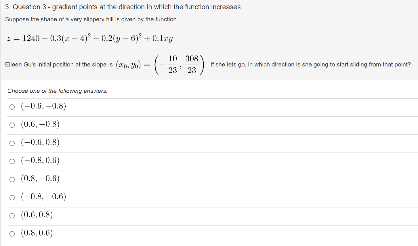 Solved 3. Question 3 - Gradient Points At The Direction In | Chegg.com