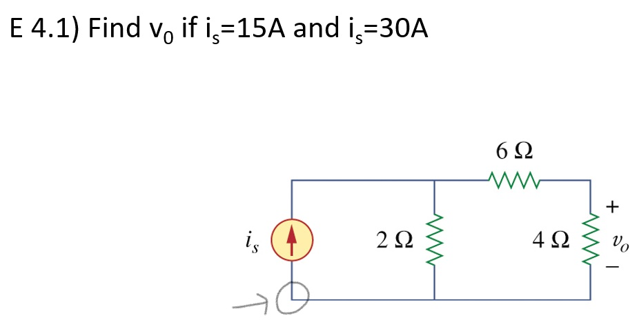 Solved E 4.1) Find vo if i,-15A and i 30A 6Ω 2Ω | Chegg.com