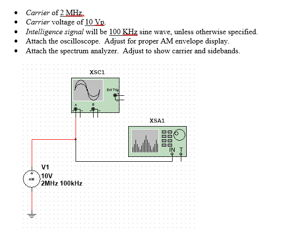 Solved Carrier of 2 MHz Carrier voltage of 10 VR- • | Chegg.com