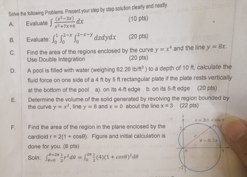 Solved Solve The Following Problems. Present Your Step By | Chegg.com