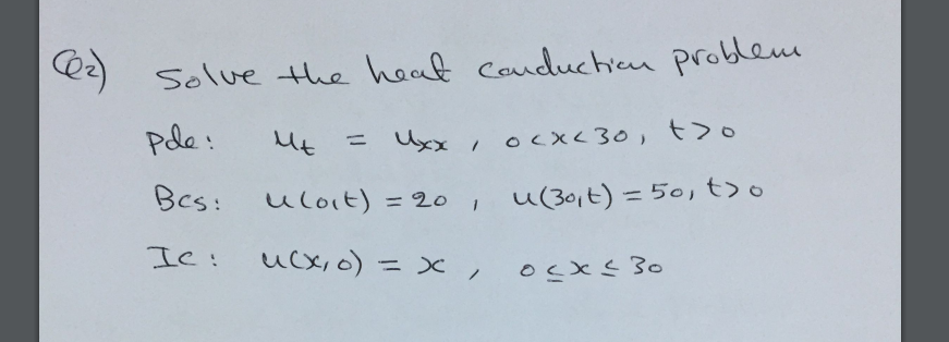 Solved (2) solve the heat conduction problem Ple: ut = Uxx, | Chegg.com