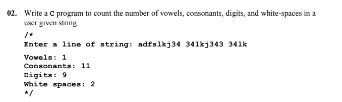 Solved Write A C Program To Count The Number Of Vowels Chegg Com