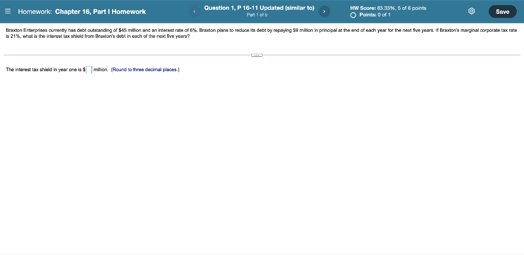 Solved E Homework: Chapter 16, Part I Homework Question 1, P | Chegg.com