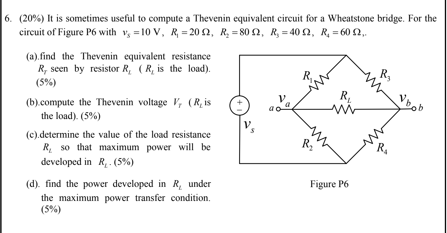 Solved 6. (20%) It is sometimes useful to compute a Thevenin | Chegg.com