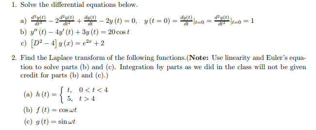 Solved 1. Solve The Differential Equations Below. B) Y" | Chegg.com