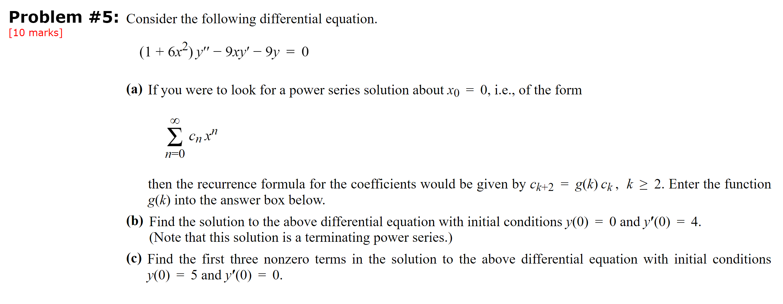 Solved Problem #5: Consider the following differential | Chegg.com