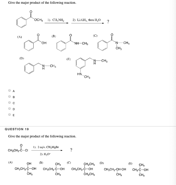 Solved Give The Major Product Of The Following Reaction. | Chegg.com