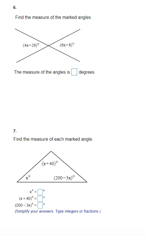 Solved 6. Find The Measure Of The Marked Angles. (4x+26) | Chegg.com