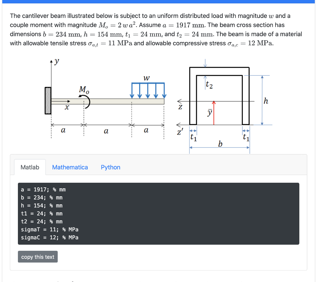 Solved The cantilever beam illustrated below is subject to | Chegg.com