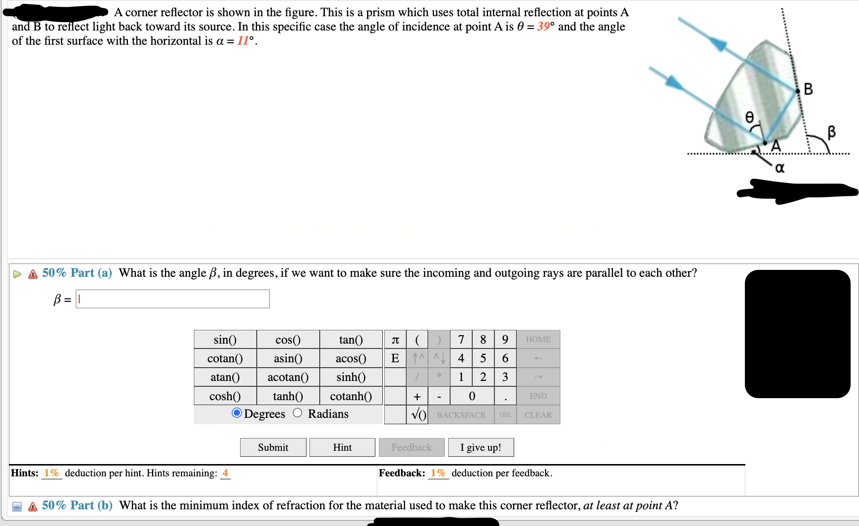 A Corner Reflector Is Shown In The Figure. This Is A | Chegg.com