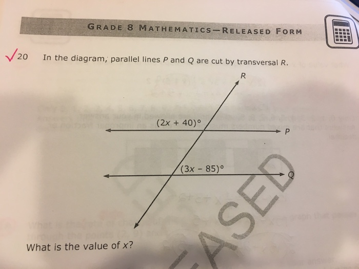 Solved In the diagram, parallel lines P and Q are cut by