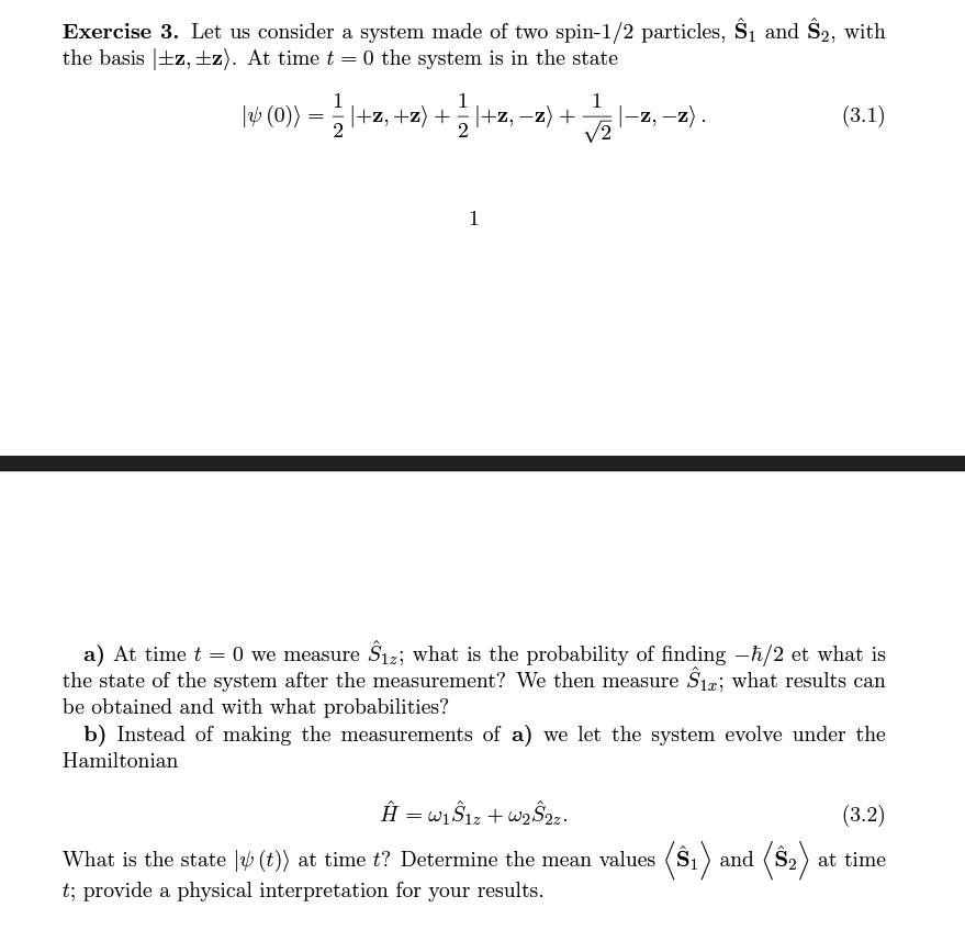 Solved Exercise 3. Let us consider a system made of two | Chegg.com