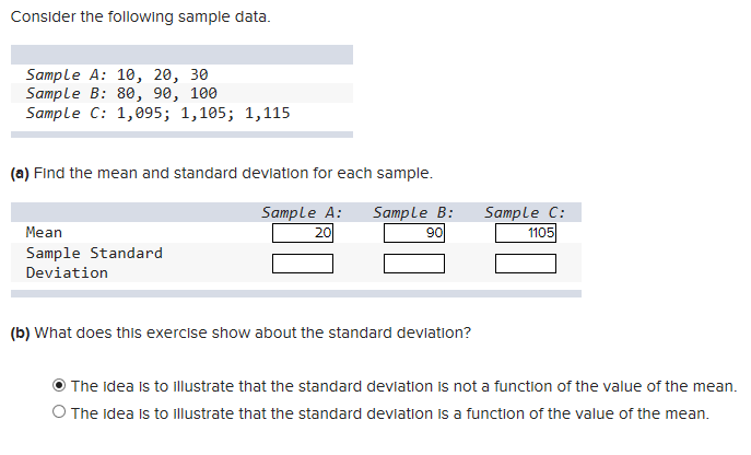 Solved Consider the following sample data. Sample A: 10, 20, | Chegg.com