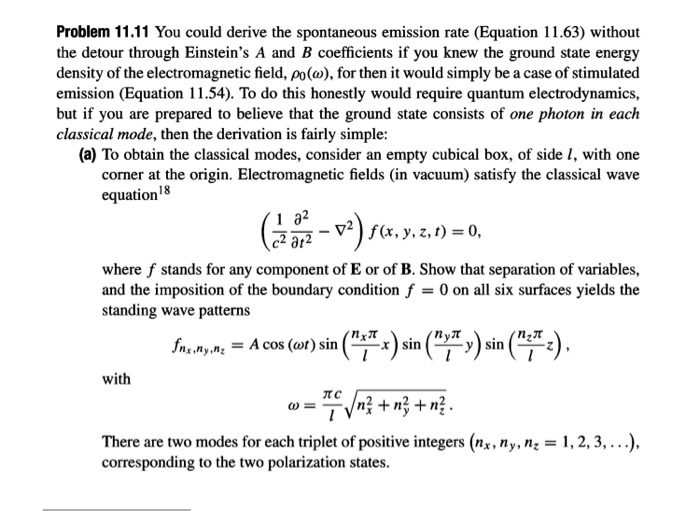 Solved Problem 11.11 You Could Derive The Spontaneous | Chegg.com