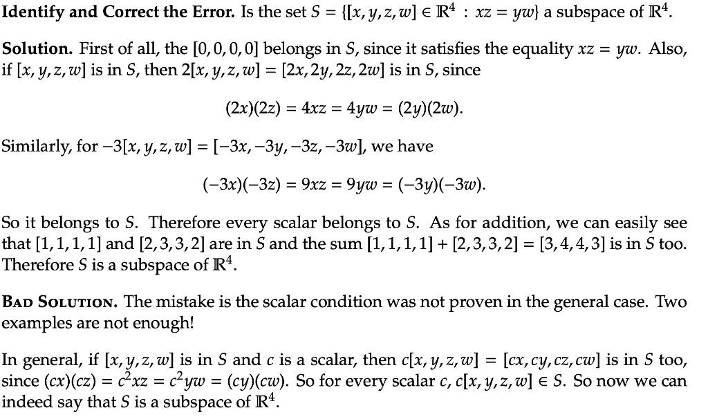 Solved Identify and Correct the Error. Is the set S = {[x, | Chegg.com