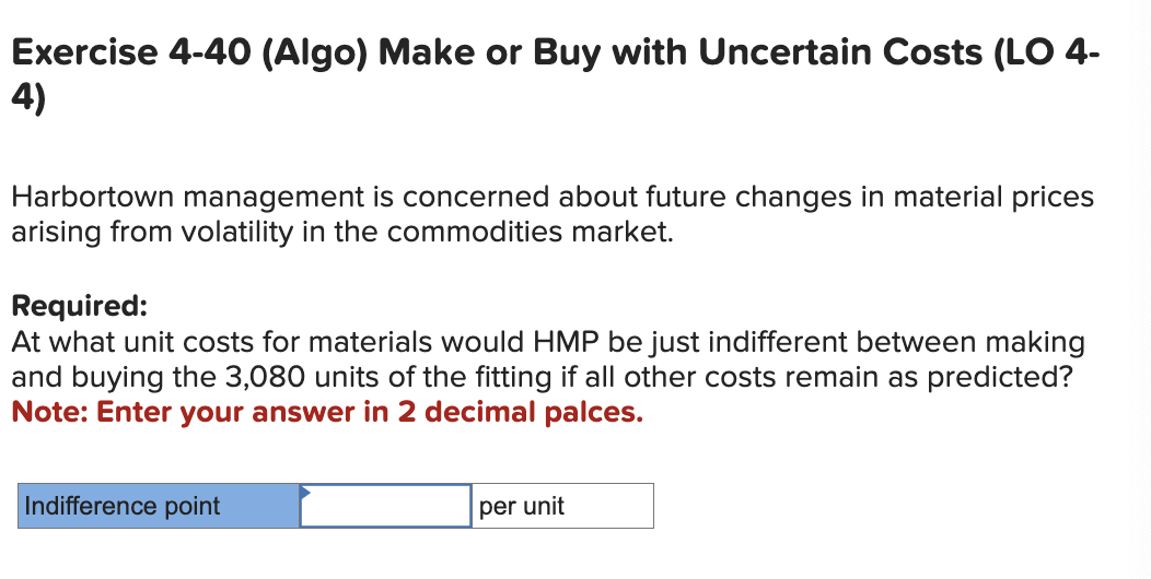 Solved Required Information Exercise 4-39 And 4-40 (Algo) | Chegg.com