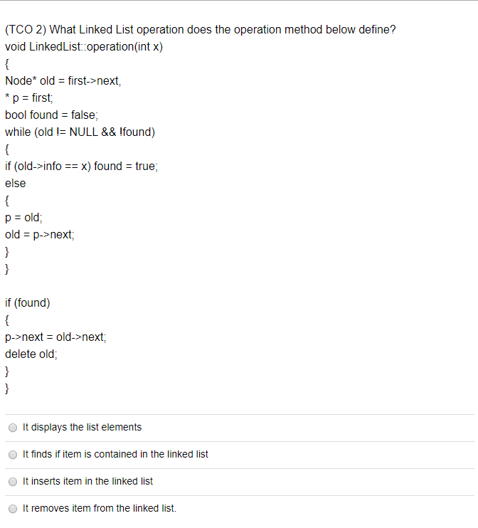linked list - types, applications, operations Images... Solved (TCO 2) What Linked List operation does the operation | Chegg.com
