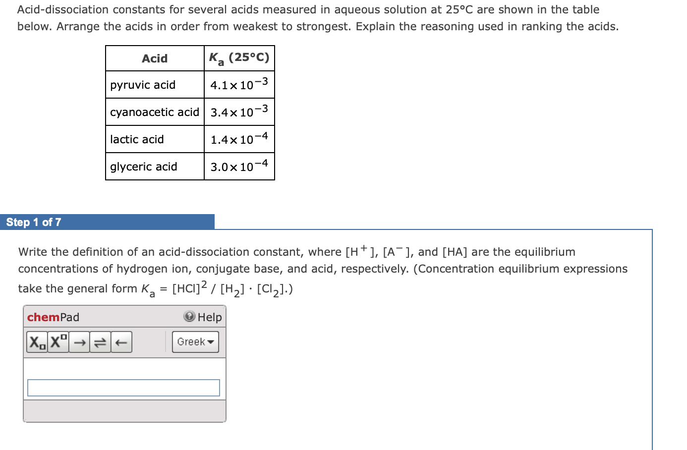 Solved Acid-dissociation constants for several acids | Chegg.com