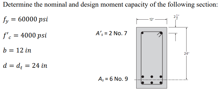 Solved Determine the nominal and design moment capacity of | Chegg.com