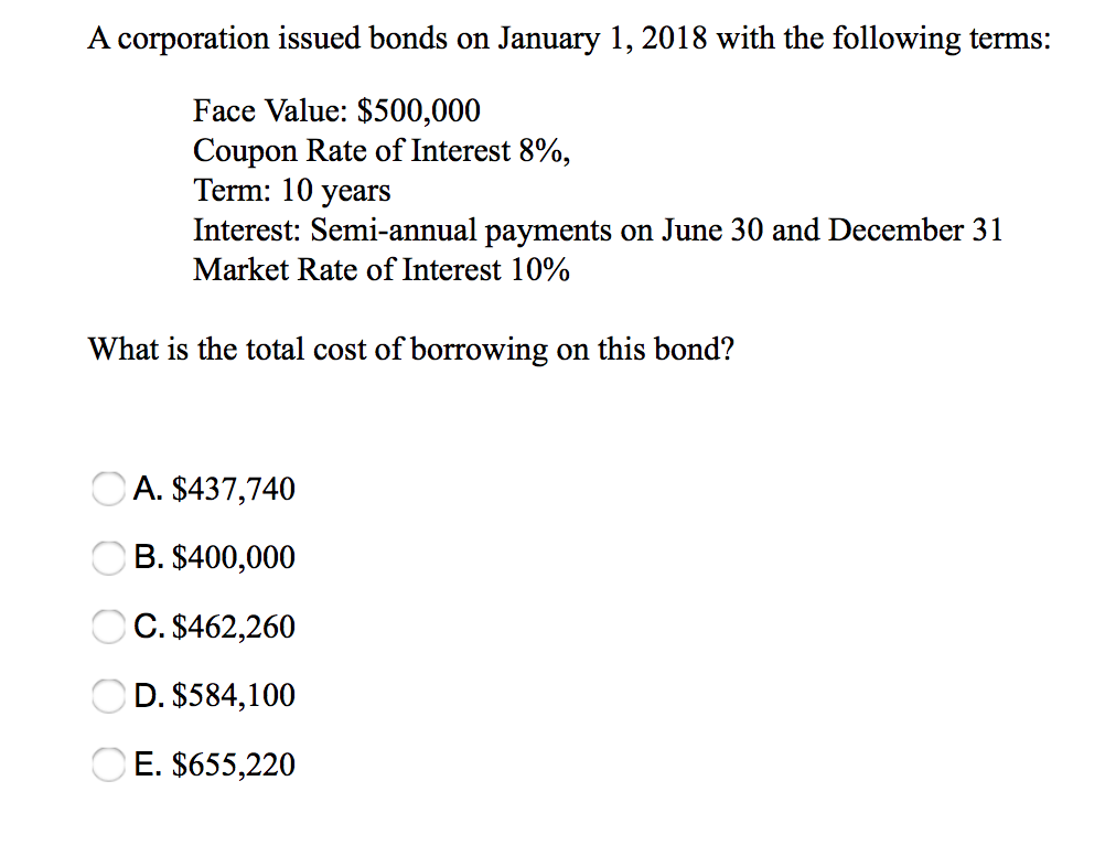 Solved A Corporation Issued Bonds On January 1, 2018 With | Chegg.com