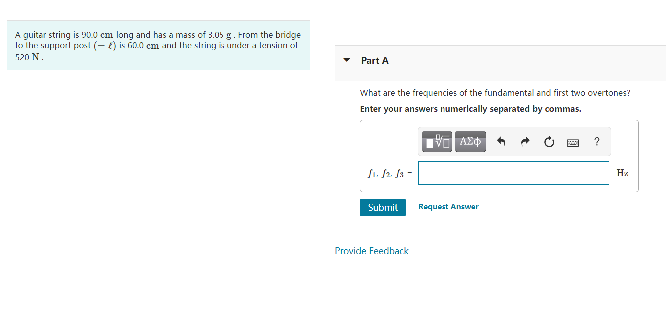 Solved A guitar string is 90.0 cm long and has a mass of