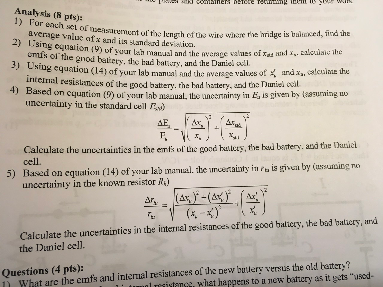 Solved Based on equation (9) of your lab manual, the