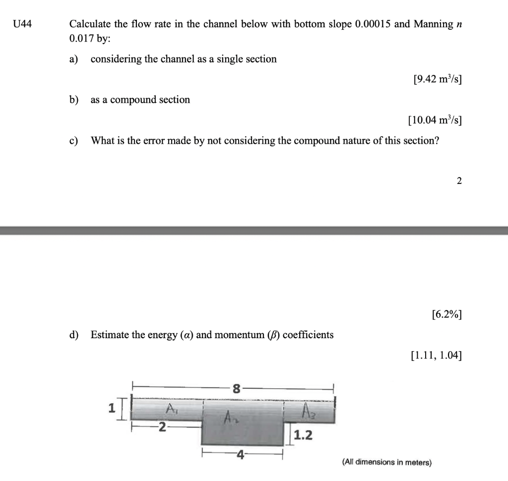Solved Calculate the flow rate in the channel below with | Chegg.com