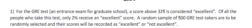 Solved 1) For the GRE test (an entrance exam for graduate | Chegg.com