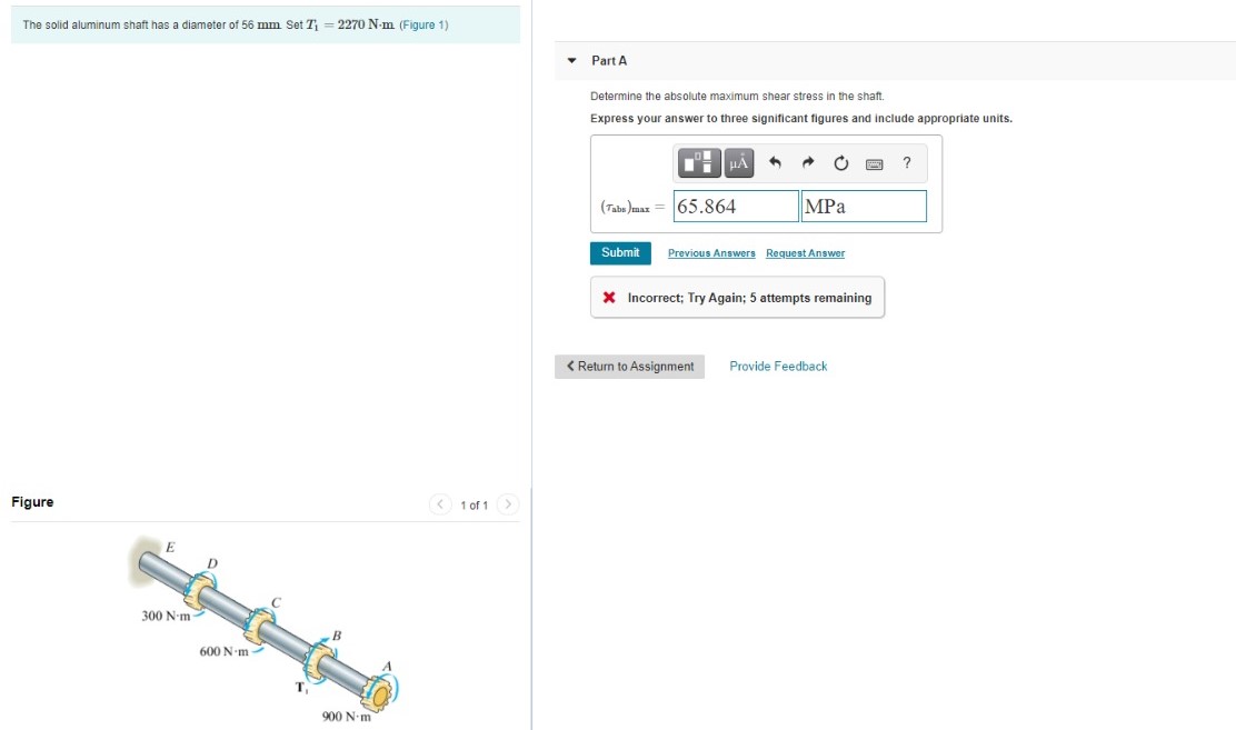 Solved The solid aluminum shaft has a diameter of 56 mmmm. | Chegg.com