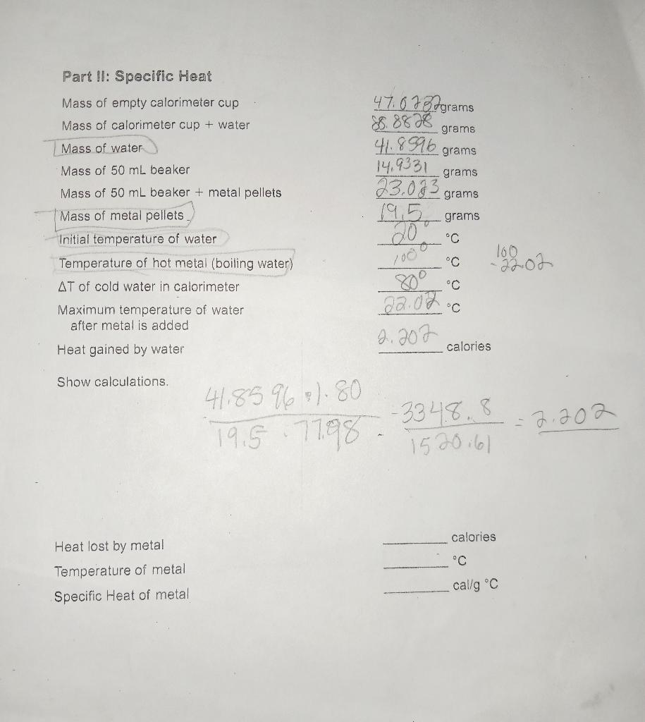 REPORT SHEET Calorimetry Heat of Fusion and Specific