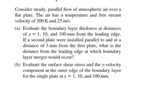 Solved Consider steady, parallel flow of atmospheric air | Chegg.com