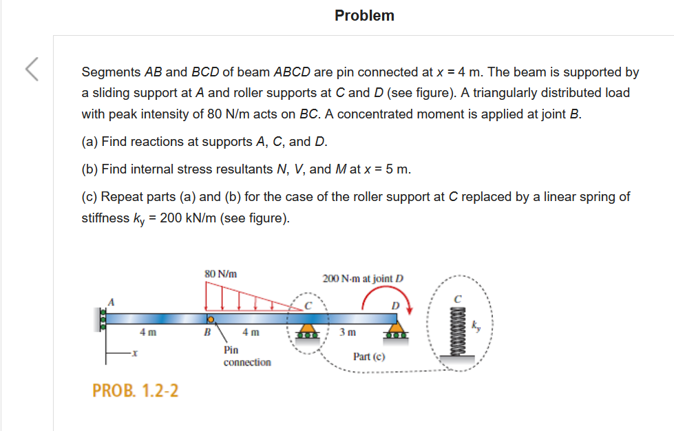 Solved Problem Segments AB And BCD Of Beam ABCD Are Pin | Chegg.com