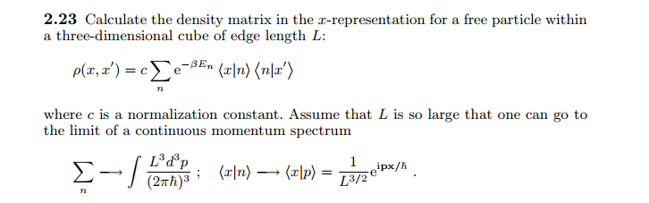 Solved 2.23 Calculate the density matrix in the | Chegg.com